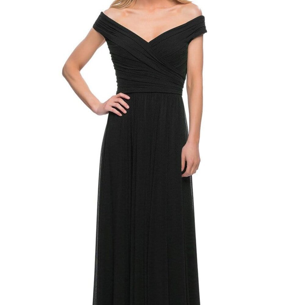 SALE NWT La Femme 29168SC Jersey Evening Dress Black size 10